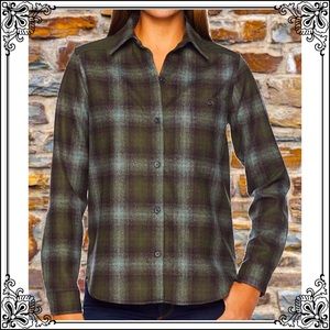 Pendleton Womens Virgin Wool Green Turquoise Ombre Lodge Shirt